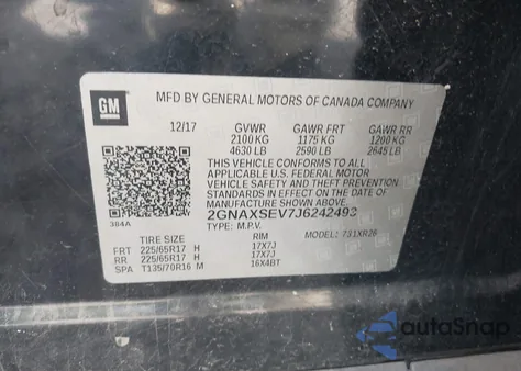 2018 Chevrolet Equinox Lt from USA, damaged, VIN 2GNAXSEV7J6242493